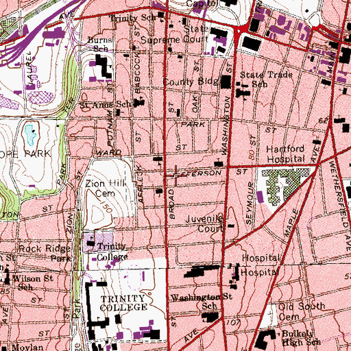 Topographic Map of Iglesia Pentecostal Mahangin, CT