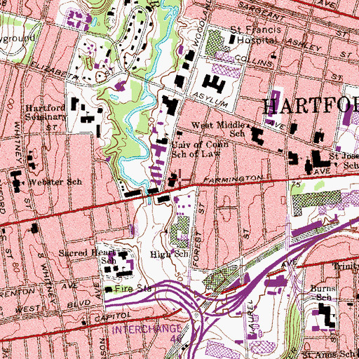Topographic Map of Immanuel Congregational Church, CT