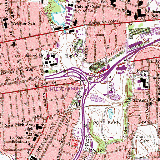 Topographic Map of Immanuel Pentecostal Church, CT