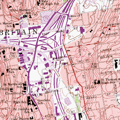 Topographic Map of Interchange 27, CT
