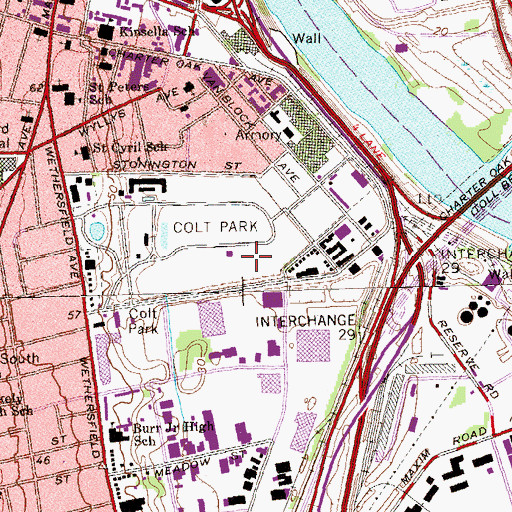 Topographic Map of Interchange 29, CT