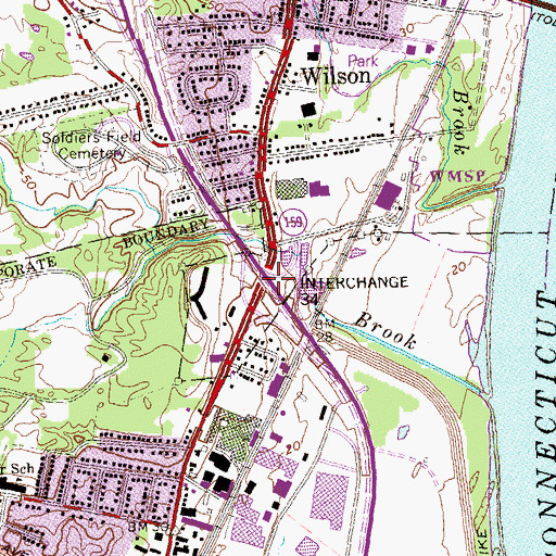Topographic Map of Interchange 34, CT