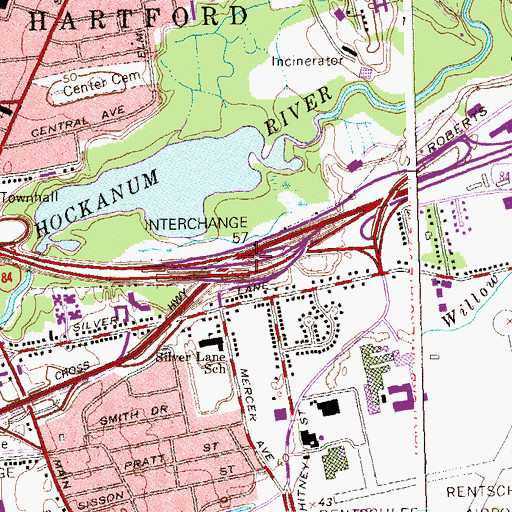 Topographic Map of Interchange 57, CT
