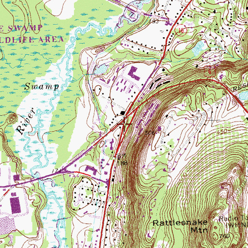 Topographic Map of Jacobs Corner, CT