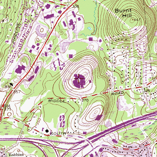 Topographic Map of John Dempsey Hospital, CT