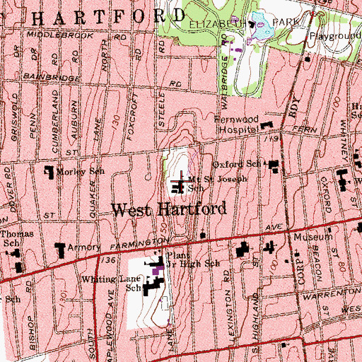 Topographic Map of Johnson Hill, CT