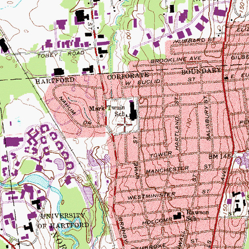 Topographic Map of Joseph V Cronin Playground, CT