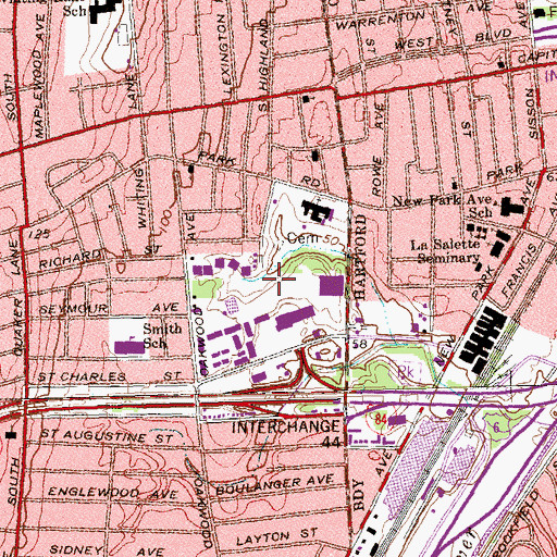 Topographic Map of Kennedy Memorial Park, CT