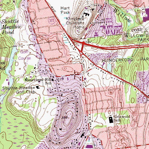 Topographic Map of Kensington Baptist Church, CT