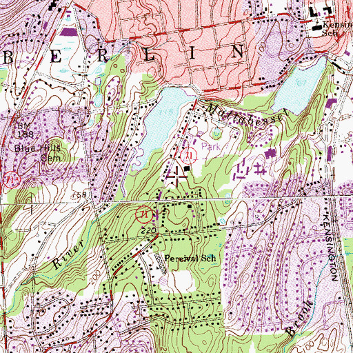 Topographic Map of Kensington Congregational Church, CT