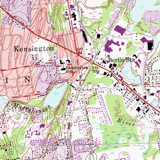 Topographic Map of Kensington Post Office, CT