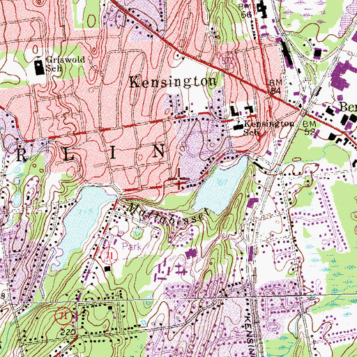 Topographic Map of Kensington United Methodist Church, CT