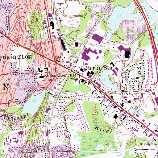 Topographic Map of Kensington Volunteer Fire Department, CT