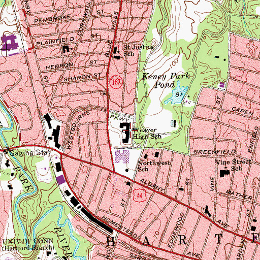 Topographic Map of King Elementary School, CT