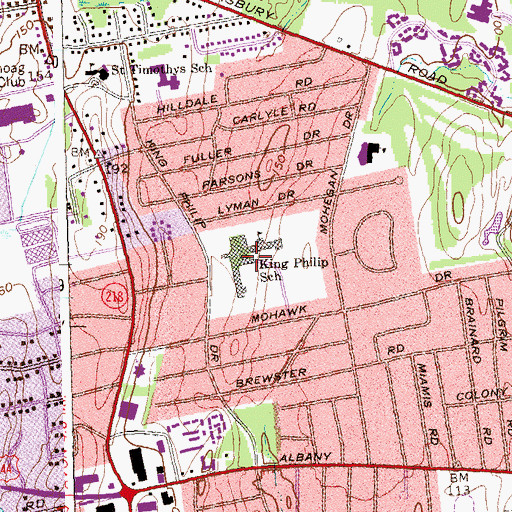 Topographic Map of King Phillip Elementary School, CT