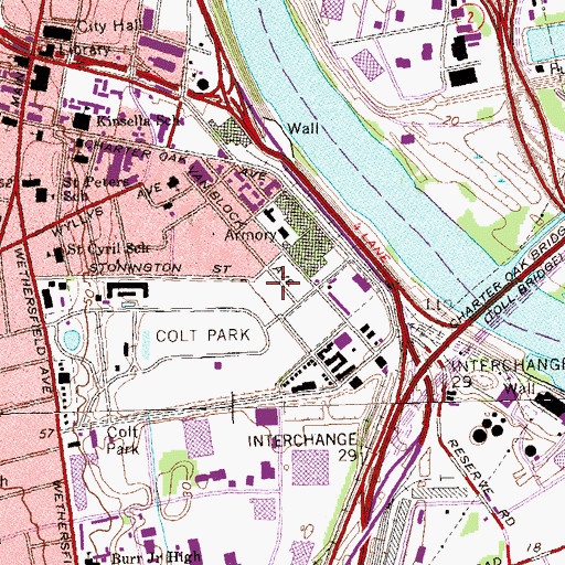 Topographic Map of Kinsella Elementary School, CT