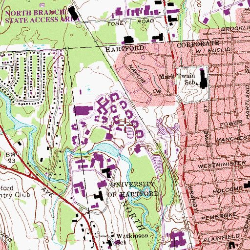Topographic Map of Konover Campus Center, CT
