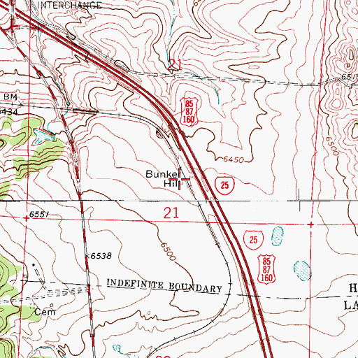 Topographic Map of Bunker Hill, CO