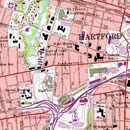 Topographic Map of Mark Twain House Museum, CT