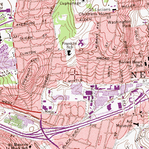 Topographic Map of Mount Pleasant Housing, CT