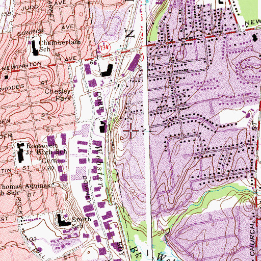 Topographic Map of New Bethel Fire Baptized Holiness Church, CT