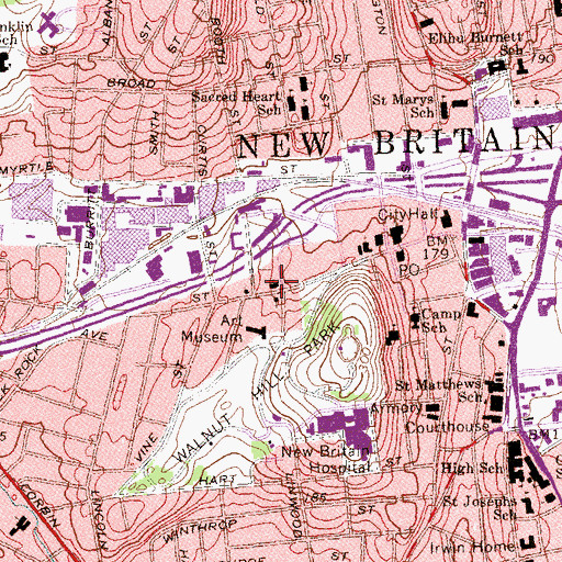 Topographic Map of New Born Church of God, CT