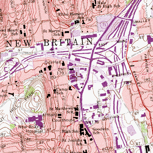 Topographic Map of New Britain Chamber of Commerce, CT