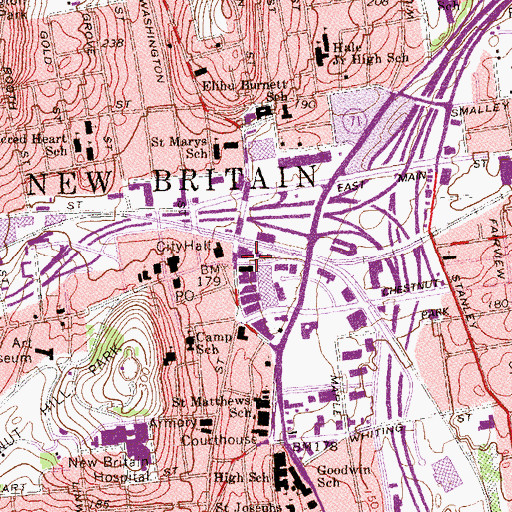 Topographic Map of New Britain Industrial Museum, CT
