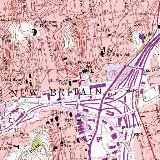 Topographic Map of New Britain Opera House, CT