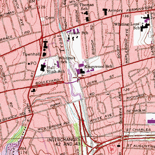 Topographic Map of Nofeldt Little League, CT