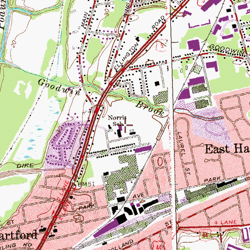 Topographic Map of North End Senior Citizens Center, CT