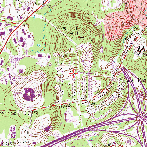 Topographic Map of Oakland Gardens, CT