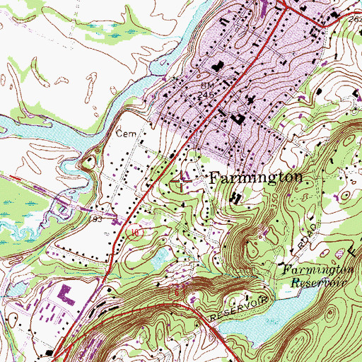 Topographic Map of Old Cemetery, CT