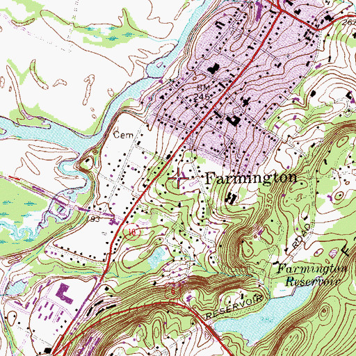 Topographic Map of Old Farmington Cemetery, CT