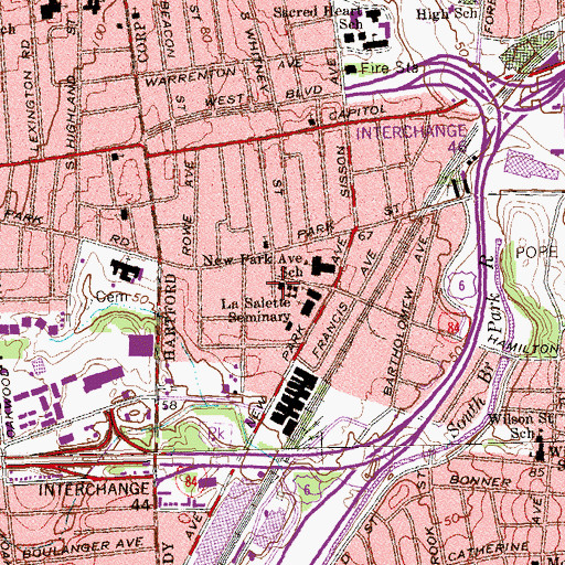 Topographic Map of Our Lady of Sorrows Church, CT