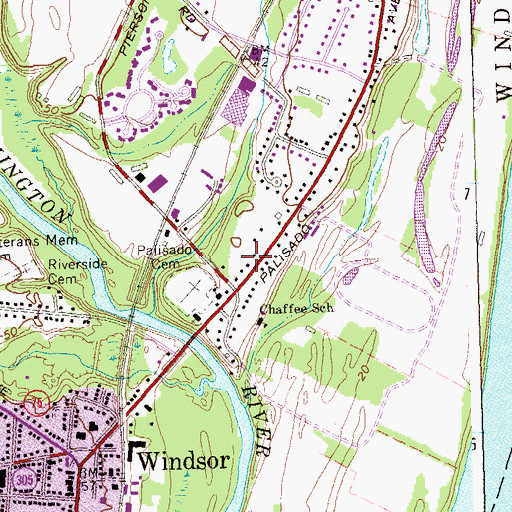 Topographic Map of Palisado Avenue Historic District, CT