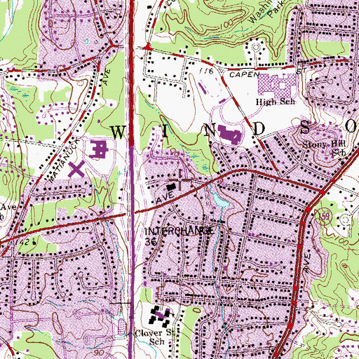 Topographic Map of Park Avenue Christian Church, CT