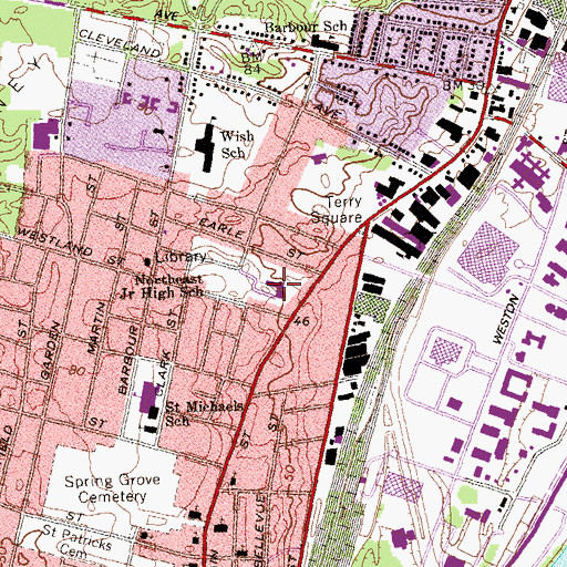 Topographic Map of Parker Community Center, CT