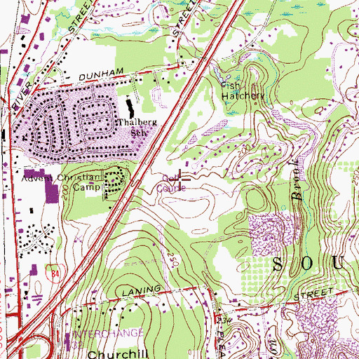 Topographic Map of Patton Brook Country Club, CT