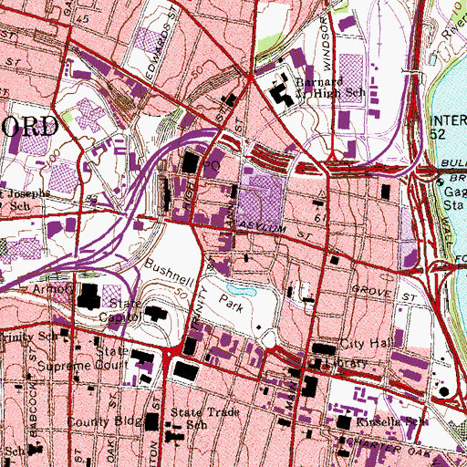 Topographic Map of Pavillion at State House Shopping Center, CT