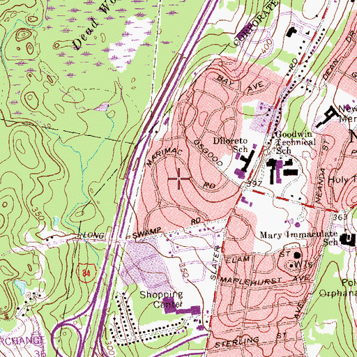 Topographic Map of Pinnacle Heights Housing, CT