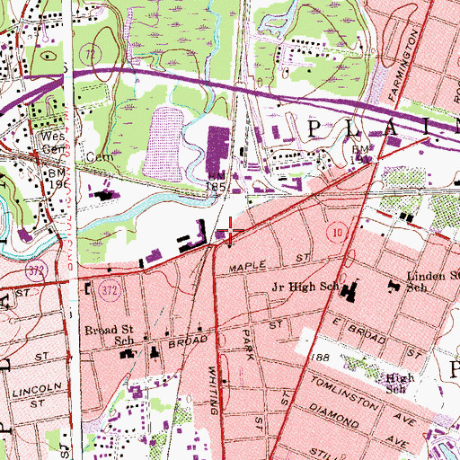 Topographic Map of Plainville Municipal Center, CT