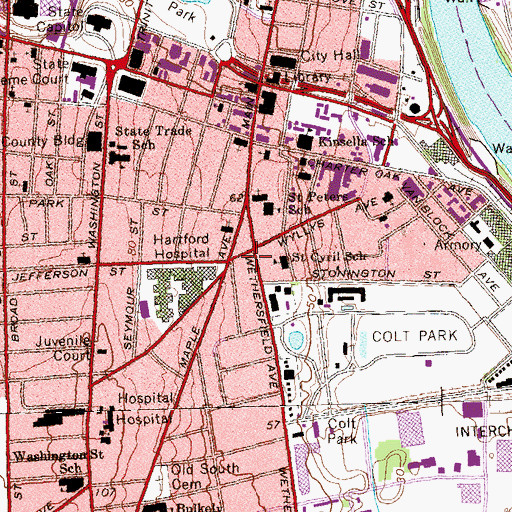 Topographic Map of Porter Memorial Park, CT