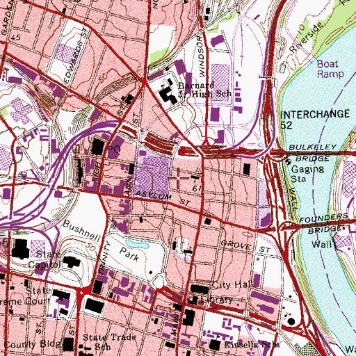 Topographic Map of Pratt Street Historic District, CT
