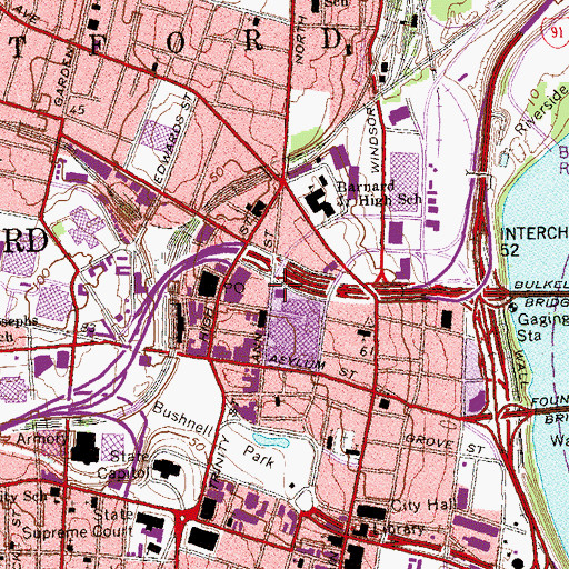 Topographic Map of Pratt Street Shops Shopping Center, CT