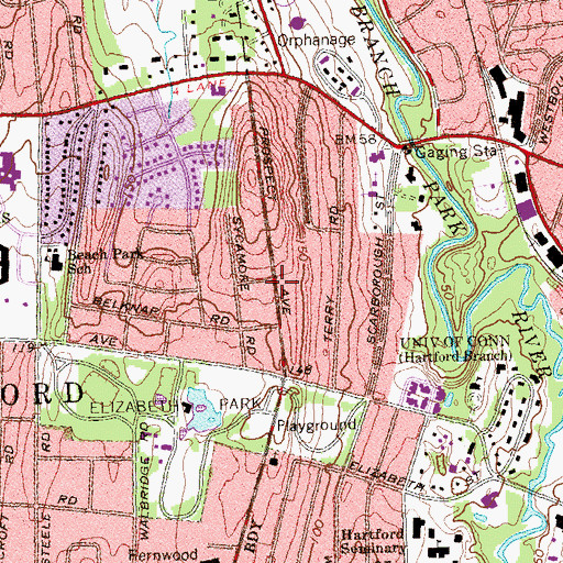 Topographic Map of Prospect Avenue Historic District, CT