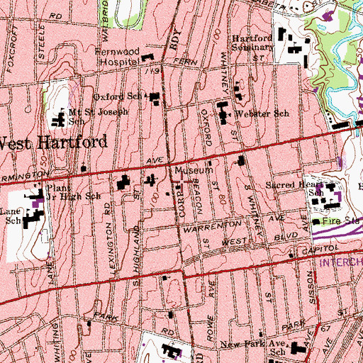 Topographic Map of Prospect Bible Chapel, CT
