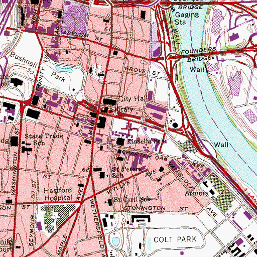 Topographic Map of Pulaskin Mall Shopping Center, CT