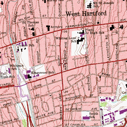 Topographic Map of Religious Society of Friends Church, CT