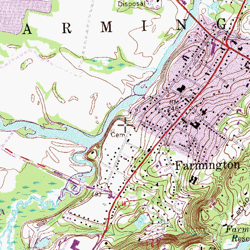 Topographic Map of Riverside Cemetery, CT